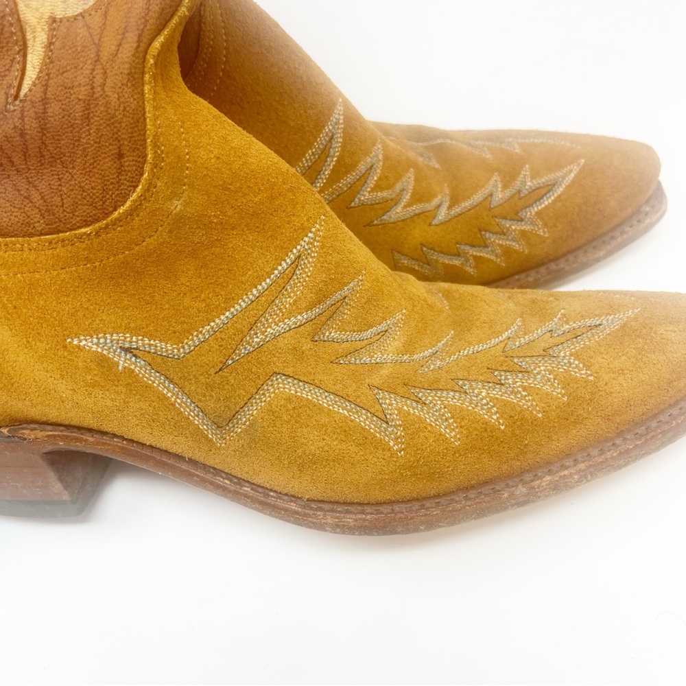 Lucchese Boots Green Suede Snip Toe Western Cowgirl - Picture 8 of 12